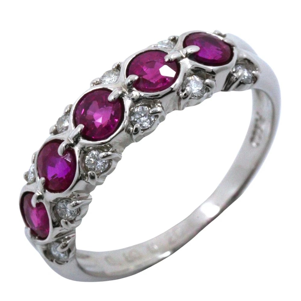 RING PT900PLATINUM/RUBY/DIAMOND: Ring Pt900Platinum/Ruby/diamond Brand: no brand Type/Style: Ring Material: Pt900Platinum, Main Stone Ruby Color: Silver Size: 4.9(US Size) Accessories: None Accessories Notice: When purchasing