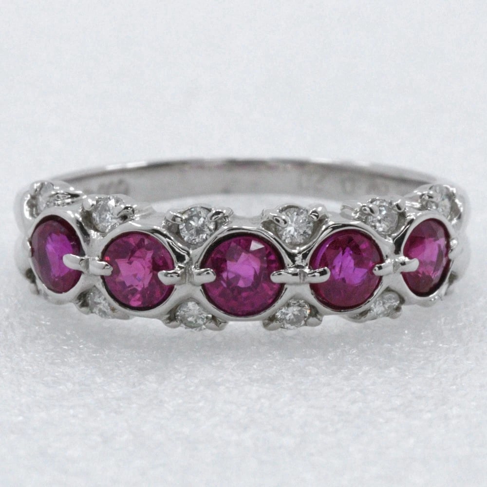 RING PT900PLATINUM/RUBY/DIAMOND - 4