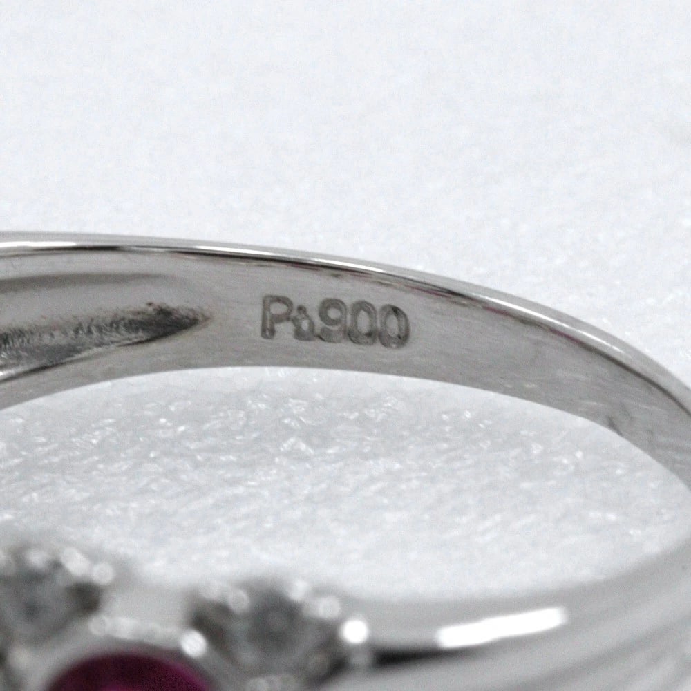 RING PT900PLATINUM/RUBY/DIAMOND - 5