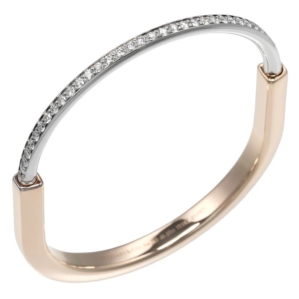 TIFFANY&CO. LOCK BRACELET K18: TIFFANY&Co. Lock Bracelet K18 Brand: TIFFANY&Co. Type/Style: Bracelet Material: K18 Pink Gold K18 white gold, Color: PG WG Size: Size Remarks? Inner circumference: 7.7" Band width (PG part): 0.2"