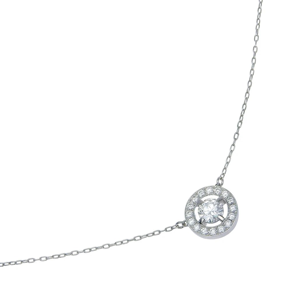 NECKLACE PTPLATINUM/DIAMOND: Necklace PtPlatinum/diamond Brand: no brand Type/Style: Necklace Material: PtPlatinum, Color: Silver Size: Size(CM) Neck around?41.0cm Top?W11.0mm x H11.0mm Accessories: None Accessories Notice: When