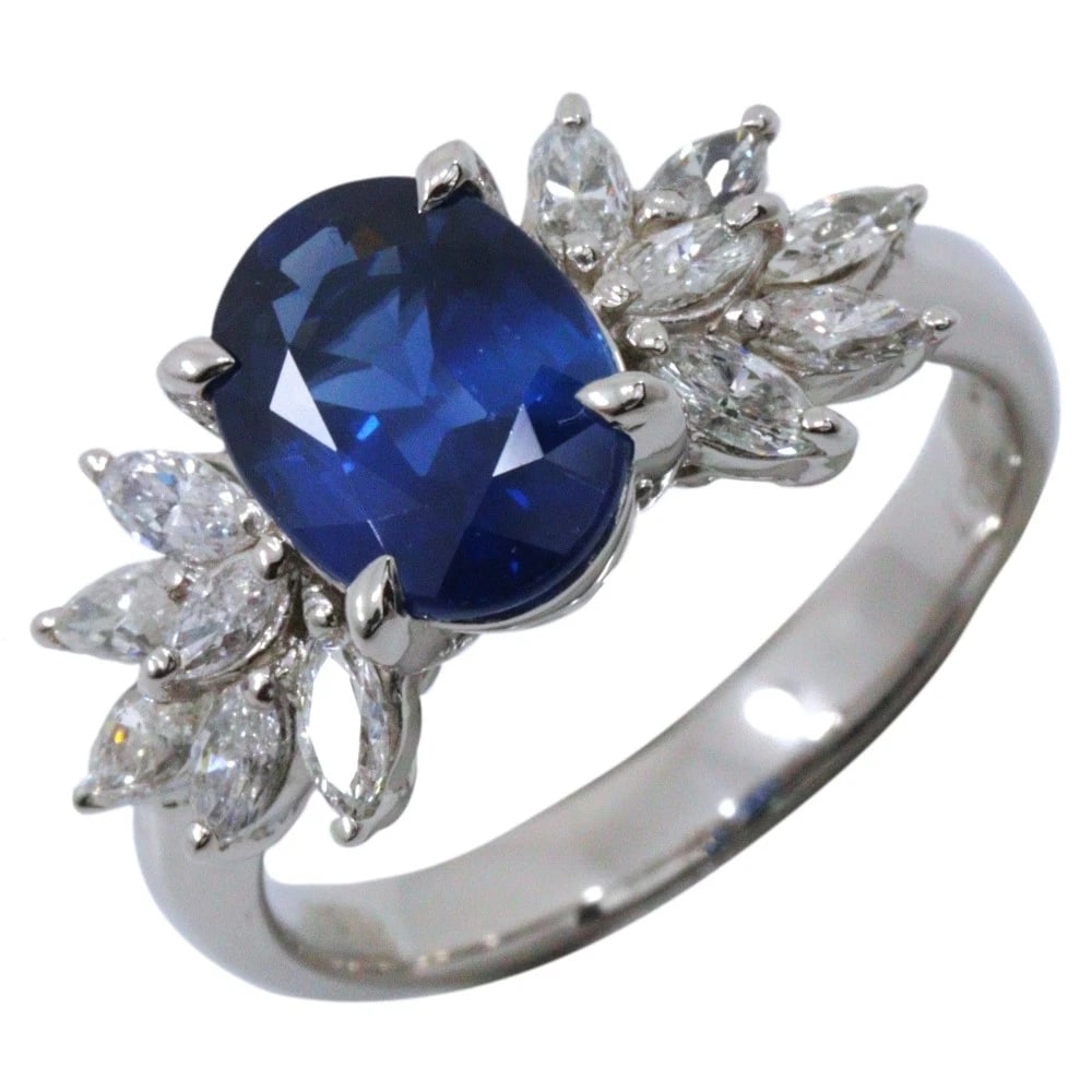 RING PT900PLATINUM/SAPPHIRE/DIAMOND: Ring Pt900Platinum/sapphire/diamond Brand: no brand Type/Style: Ring Material: Pt900Platinum, Main Stone sapphire Color: Silver Size: 6.2(US Size) Accessories: None Accessories Notice: When