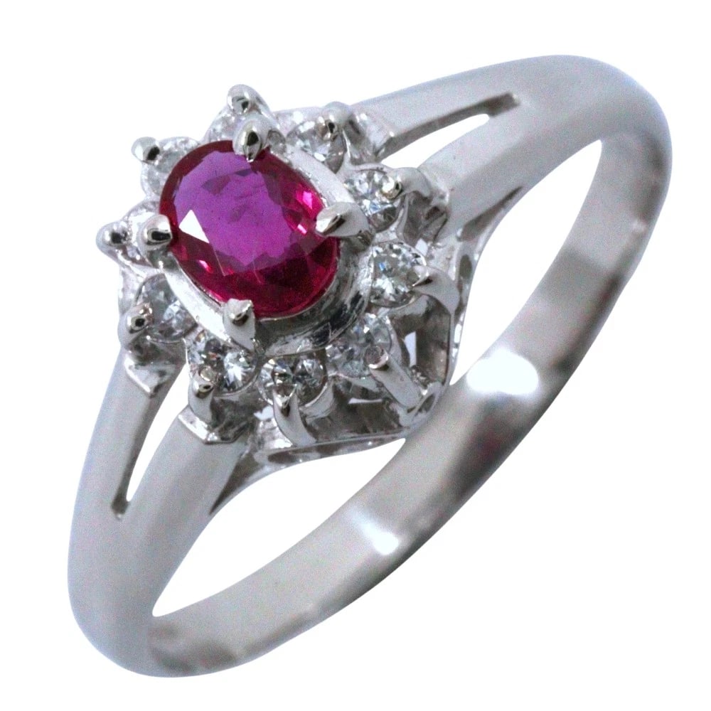RING PT900PLATINUM/RUBY: Ring Pt900Platinum/Ruby Brand: no brand Type/Style: Ring Material: Pt900Platinum, Main Stone Ruby Color: Silver Size: 4.7(US Size) Accessories: None Accessories Notice: When purchasing pre