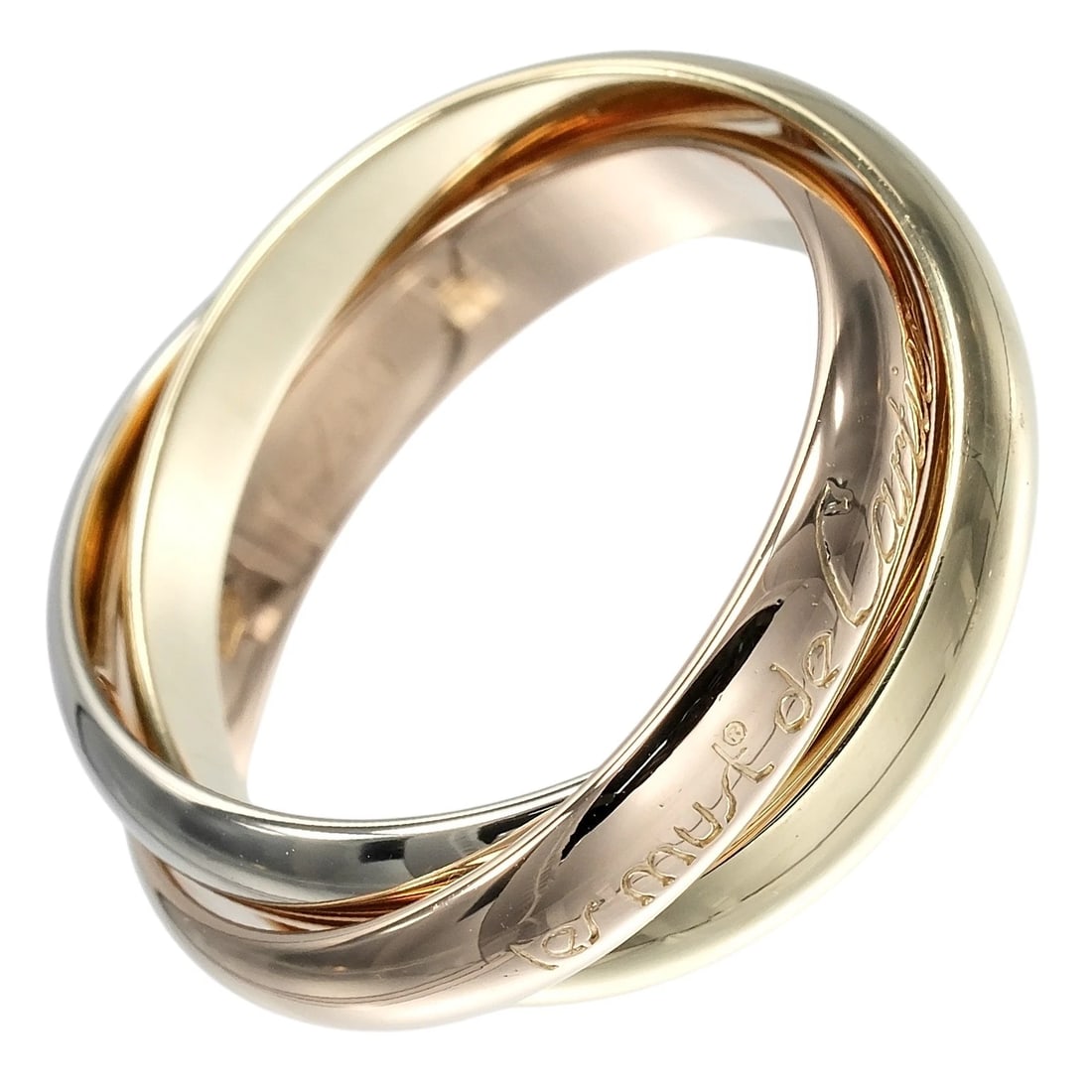 CARTIER TRINITY RING BAND K18 GOLD (YGXPGXWG): CARTIER Trinity Ring band K18 Gold (YGxPGxWG) Brand: CARTIER Type/Style: Ring Material: K18 Gold (YGxPGxWG), Color: YGxPGxWG Size: 5.8(US Size) Accessories: None Accessories Notice: When purchasing