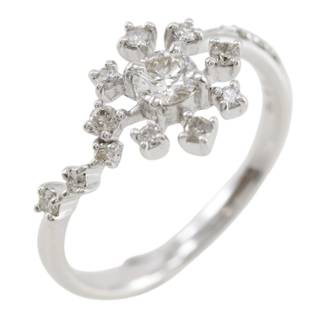 RING K10 WHITE GOLD/DIAMOND: Ring K10 white gold/diamond Brand: no brand Type/Style: Ring Material: K10 white gold, Color: Silver Size: 5.6(US Size) Accessories: None Accessories Notice: When purchasing pre-owned good