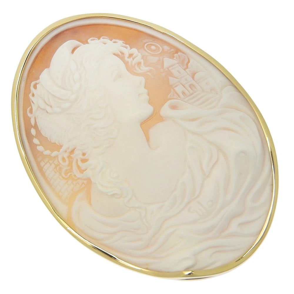 CAMEO BROOCH K18 YELLOW GOLD: cameo Brooch K18 yellow gold Brand: no brand Type/Style: Brooch Material: K18 yellow gold, Color: YG Size: Size(CM) 76mm x 58mm Accessories: None Accessories Notice: When purchasing pre-owned goods,