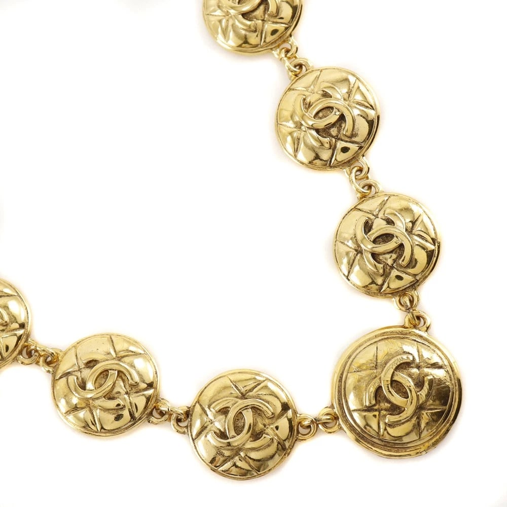 CHANEL COCO MARK NECKLACE: CHANEL COCO Mark Necklace Brand: CHANEL Type/Style: Necklace Material: Plated Gold, Color: Gold Size: Size(CM) Neck around?40.5?47.5cm Top?W36mm x H30mm Accessories: None Accessories Notice: When