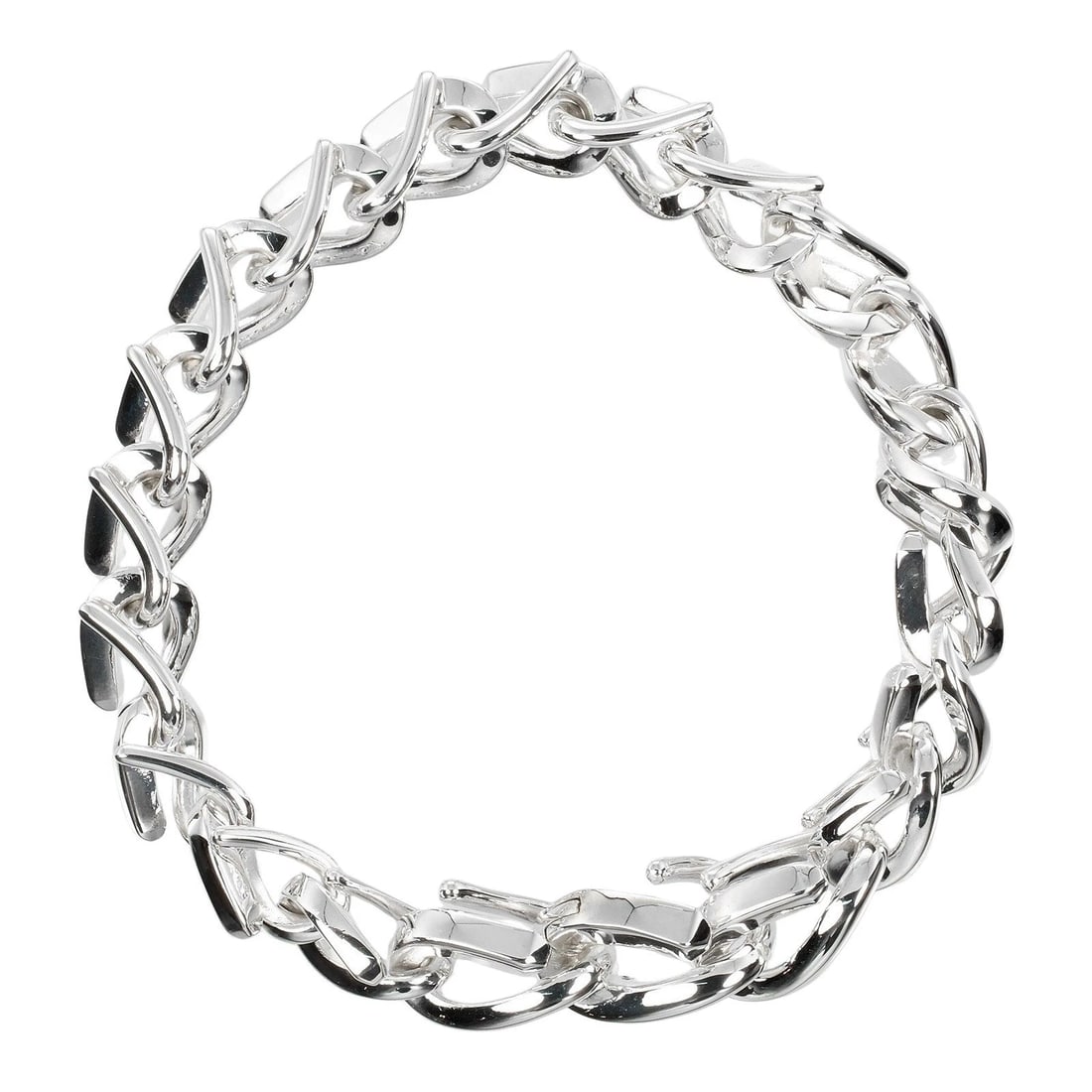 TIFFANY&CO. FORGE MEDIUM LINK HIGH POLISH BRACELET: TIFFANY&Co. Forge Medium Link High Polish Bracelet Brand: TIFFANY&Co. Type/Style: Bracelet Material: Silver925, Color: Silver Size: Size Remarks? ?Large size ?Wrist size: 6.7" Total length: 7.5"