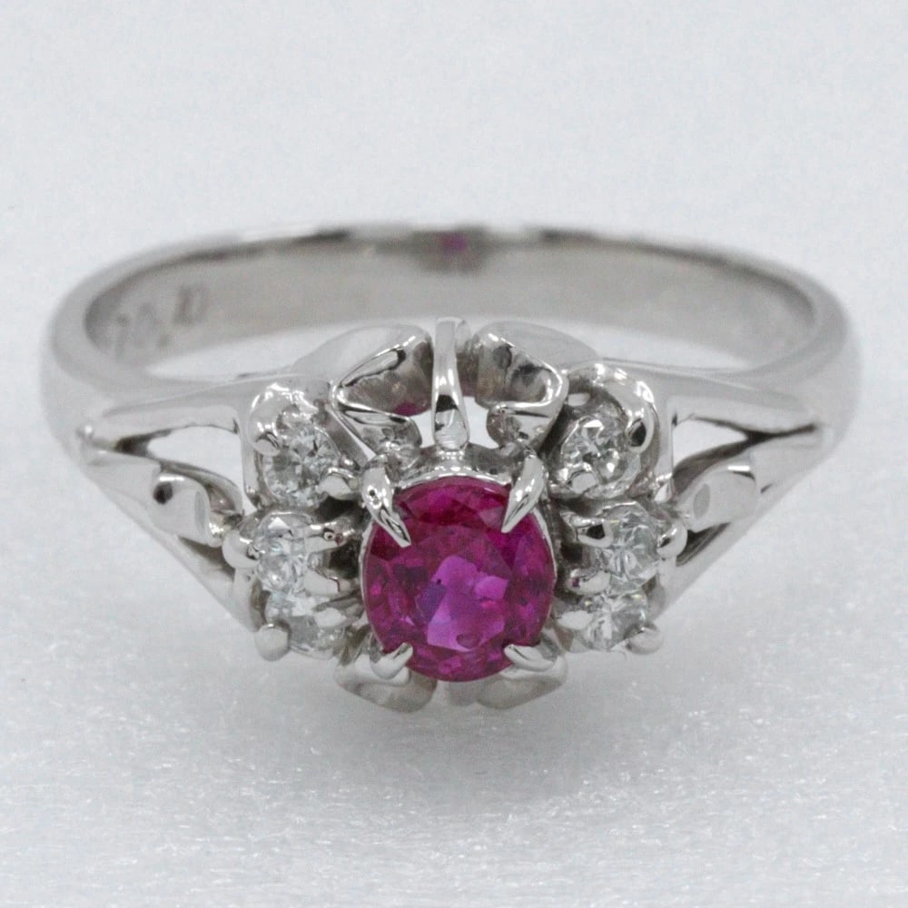 RING PT900PLATINUM/RUBY/DIAMOND - 3
