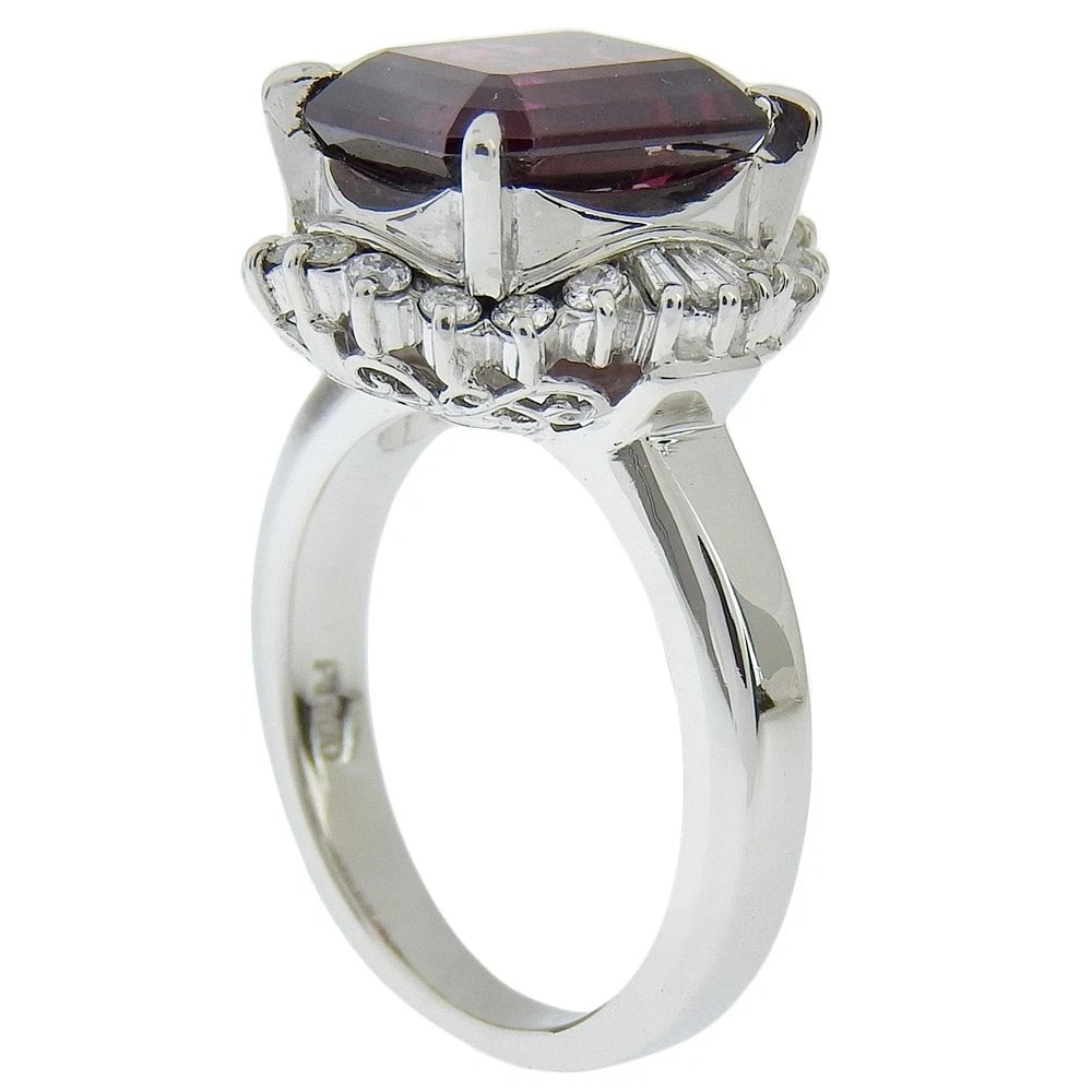 RING PT900PLATINUM/GARNET/DIAMOND - 2