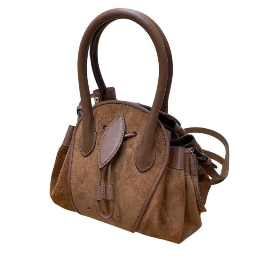 MARNI BAG: TULIP SUEDE LEATHER BROWN: MARNI Bag: Tulip Suede Leather Brown Brand: MARNI Type/Style: Shoulder Bag Material: Exterior Material Suede Color: Exterior Color Brown Size: (approx. W9.4 ? H9.1 ? D7.1 inch) Accessories: None <