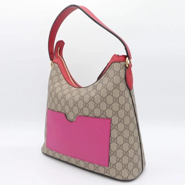 GUCCI BAG: HOBO SHOULDER BAG BEIGE: GUCCI Bag: Hobo Shoulder Bag Beige Brand: GUCCI Type/Style: Shoulder Bag Material: Exterior Material Canvas / Leather Color: Exterior Color Beige / Red / Purple Size: (approx. W10.2/13.0 ? H9.4 ?