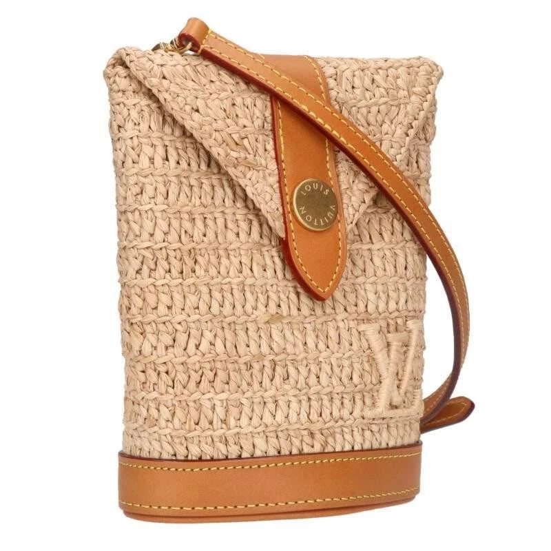 LOUIS VUITTON BAG: ENVELOPE POUCH BEIGE BROWN: LOUIS VUITTON Bag: Envelope Pouch Beige Brown Brand: LOUIS VUITTON Type/Style: Shoulder Bag Material: Exterior Material Raffia Color: Exterior Color Beige Size: (approx. W5.5 ? H6.5 ? D2.4 inch) A