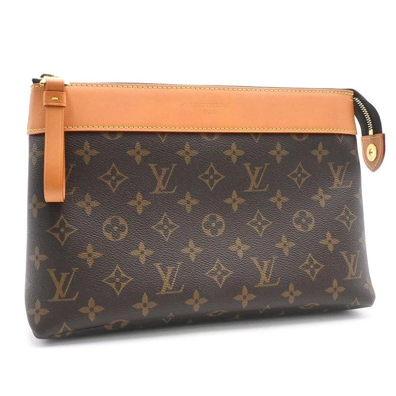 LOUIS VUITTON BAG: POCHETTE VOYAGE SOUPLE: LOUIS VUITTON Bag: Pochette Voyage Souple Brand: LOUIS VUITTON Type/Style: Clutch Material: Exterior Material Canvas Color: Exterior Color Brown Size: (approx. W11.8 ? H8.3 ? D3.0 inch) Accessorie