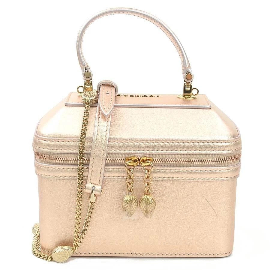 BVLGARI BAG: SERPENTI METALLIC PINK BEIGE: BVLGARI Bag: Serpenti Metallic Pink Beige Brand: BVLGARI Type/Style: Shoulder Bag Material: Exterior Material Leather Color: Exterior Color Beige Size: (approx. W5.9 ? H4.7 ? D3.3 inch) Accessorie