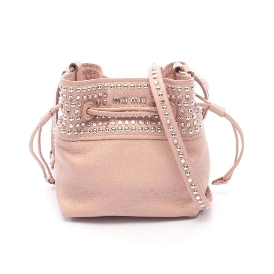 MIU MIU BAG: MADRAS CRYSTAL BUCKET PINK: MIU MIU Bag: Madras Crystal Bucket Pink Brand: Miu Miu Type/Style: Shoulder Bag Material: Exterior Material Leather Color: Exterior Color Pink Size: (approx. W5.9 ? H6.7 ? D3.7 inch) Accessories: