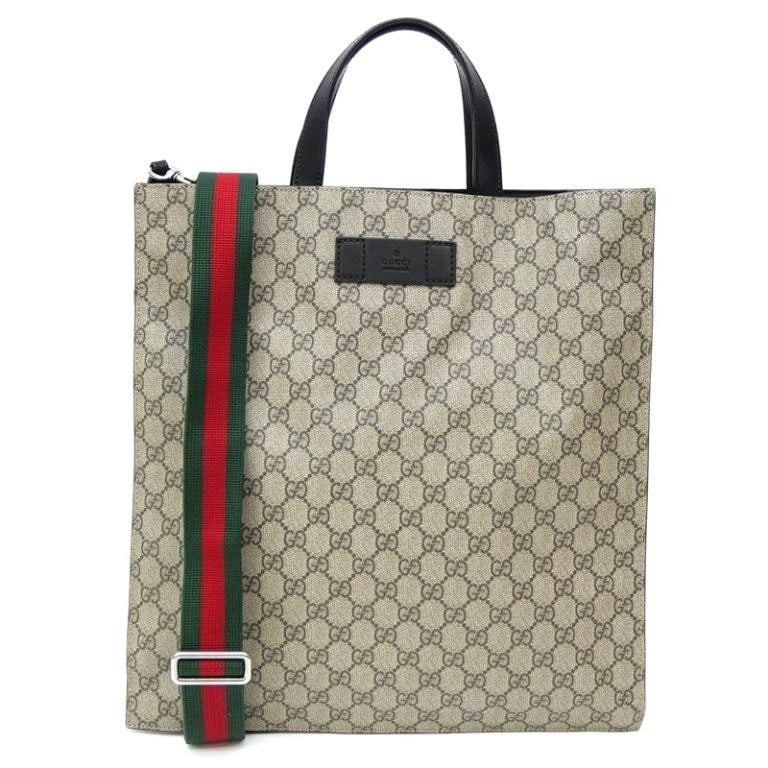 GUCCI BAG: GG SUPREME TOTE 2WAY BEIGE: GUCCI Bag: GG Supreme Tote 2WAY Beige Brand: GUCCI Type/Style: Tote Material: Exterior Material PVC Color: Exterior Color Beige Size: (approx. W14.0 ? H14.6 ? D2.8 inch) Accessories: None