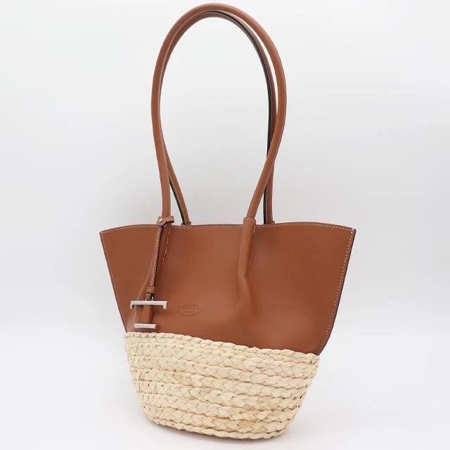 TOD'S BAG: TIMELESS TOTE BROWN: TOD'S Bag: Timeless Tote Brown Brand: TOD'S Type/Style: Tote Material: Exterior Material Leather / Straw Color: Exterior Color Brown Size: (approx. W13.0/7.5 ? H8.7 ? D3.9 inch) Accessories: None