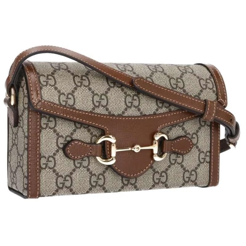 GUCCI BAG: HORSEBIT MINI BROWN: GUCCI Bag: Horsebit Mini Brown Brand: GUCCI Type/Style: Shoulder Bag Material: Exterior Material Canvas Color: Exterior Color Brown Size: (approx. W6.9 ? H4.5 ? D1.6 inch) Accessories: None