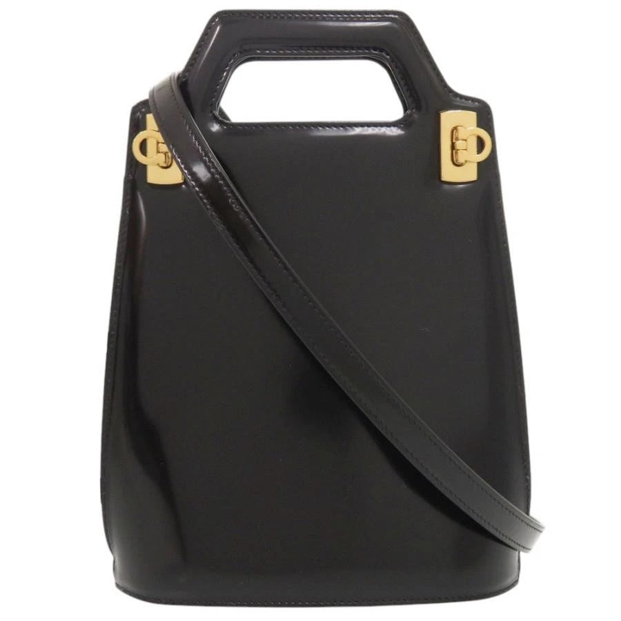 SALVATORE FERRAGAMO BAG: WANDA MINI BLACK: SALVATORE FERRAGAMO Bag: WANDA MINI Black Brand: Salvatore Ferragamo Type/Style: Top Handle Bag Material: Exterior Material Leather Color: Exterior Color Black Size: (approx. W6.7 ? H9.3 ? D2.4 inch)