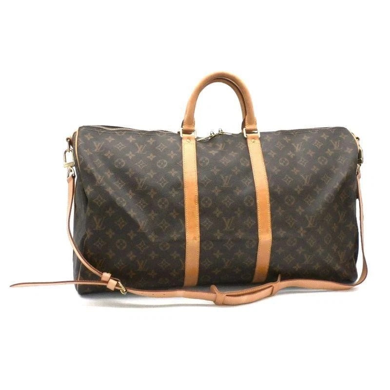 LOUIS VUITTON BAG: KEEPALL BANDOULIERE 55 MONOGRAM: LOUIS VUITTON Bag: Keepall Bandouliere 55 Monogram Brand: LOUIS VUITTON Type/Style: Duffle Material: Exterior Material Canvas Color: Exterior Color Brown Size: (approx. W21.7 ? H12.2 ? D10.2 inch)