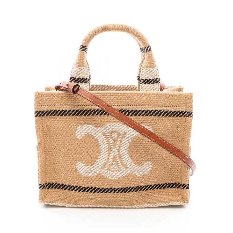 CELINE TOTE BAG: SMALL CABAS BEIGE/IVORY/BLACK: CELINE Tote Bag: Small Cabas Beige/Ivory/Black Brand: CELINE Type/Style: Tote Material: Exterior Material Canvas / Leather Color: Exterior Color Beige / Ivory / Black Size: (approx. W9.8 ? H7.1 ? D4.3