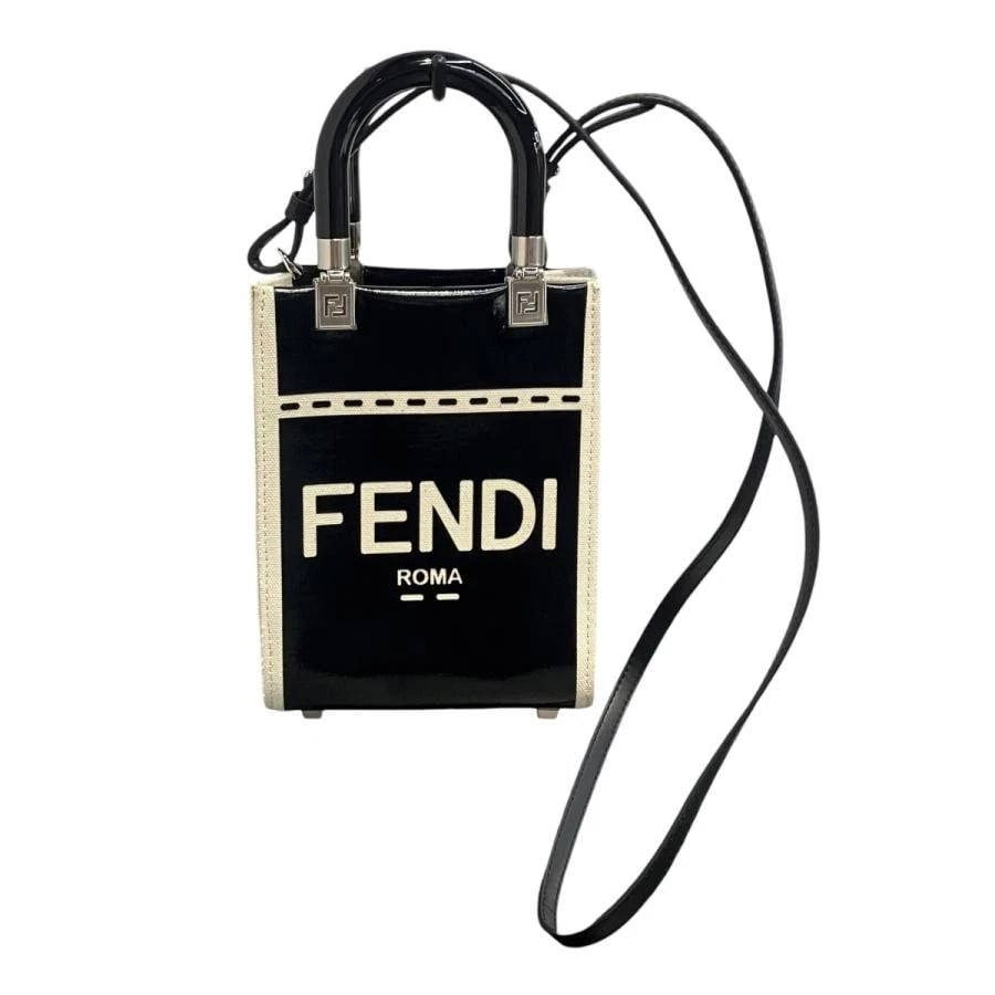FENDI BAG: SUNSHINE SHOPPER SMALL MINI BLACK IVORY: FENDI Bag: Sunshine Shopper Small Mini Black Ivory Brand: FENDI Type/Style: Shoulder Bag Material: Exterior Material Leather Color: Exterior Color Black Size: (approx. W5.1 ? H6.7 ? D2.0 inch)