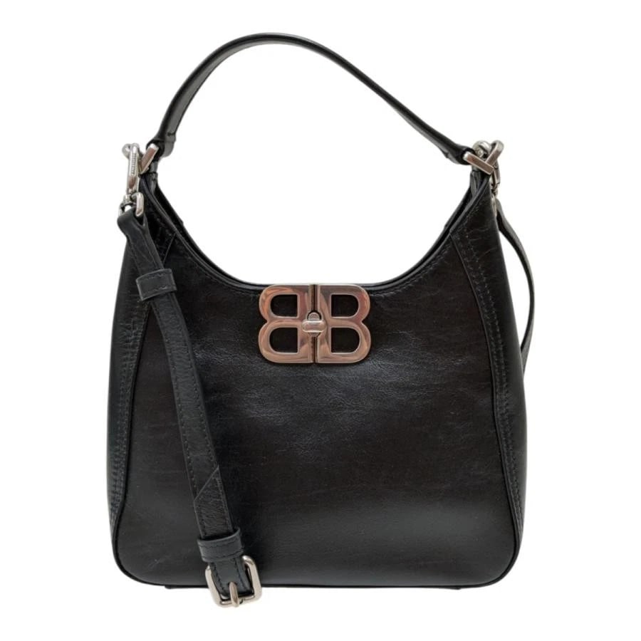 BALENCIAGA BAG: BB SOFT HOBO BLACK: BALENCIAGA Bag: Bb Soft Hobo Black Brand: BALENCIAGA Type/Style: Shoulder Bag Material: Exterior Material Leather Color: Exterior Color Black Size: (approx. W7.9 ? H5.9 ? D2.4 inch) Accessories: None