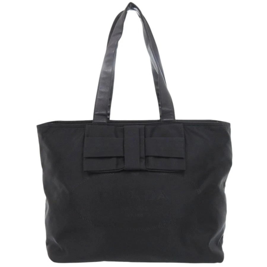 PRADA BAG: LOGO RIBBON BLACK: PRADA Bag: Logo Ribbon Black Brand: PRADA Type/Style: Tote Material: Exterior Material Nylon Color: Exterior Color Black Size: (approx. W13.4 ? H11.0 ? D5.9 inch) Accessories: None Accessories