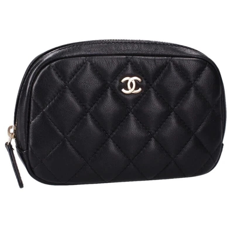 CHANEL BAG: TIMELESS CLASSIC QUILTED POUCH BLACK: CHANEL Bag: Timeless Classic Quilted Pouch Black Brand: CHANEL Type/Style: Clutch Material: Exterior Material Leather Color: Exterior Color Black Size: (approx. W5.9 ? H3.9 ? D1.4 inch) Accessorie