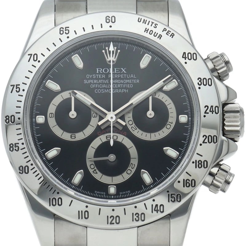 ROLEX COSMOGRAPH DAYTONA WATCH STAINLESS STEEL BLACK WATCH: ROLEx Cosmograph Daytona Watch Stainless Steel black Watch Brand: ROLEx Type/Style: Wristwatch Material: Band Material Stainless steel, Case Material Stainless steel Color: Dial Color black Size: