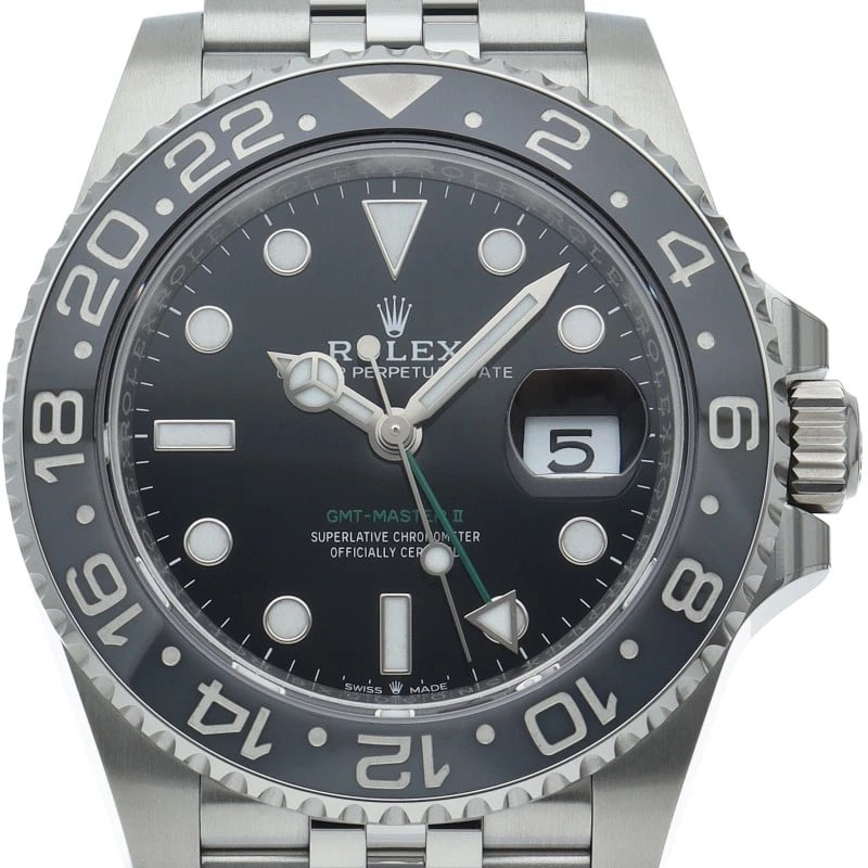 ROLEX GMT-MASTER II WATCH JUBILEE STAINLESS STEEL WATCH: ROLEx GMT-Master II Watch Jubilee Stainless Steel Watch Brand: ROLEx Type/Style: Wristwatch Material: Band Material Stainless steel, Case Material Stainless steel Color: Dial Color black Size: Case Di