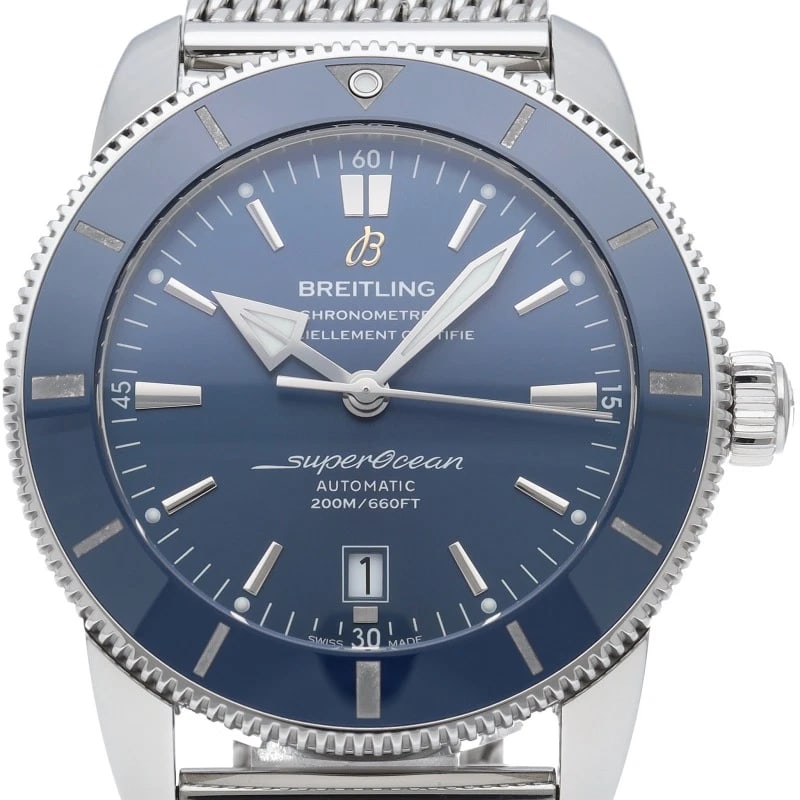 BREITLING SUPER OCEAN HERITAGE AUTOMATIC 46 WATCH: BREITLING Super Ocean Heritage Automatic 46 Watch Brand: BREITLING Type/Style: Wristwatch Material: Band Material Stainless steel, Case Material Stainless steel Color: Dial Color blue Size: Case Diame