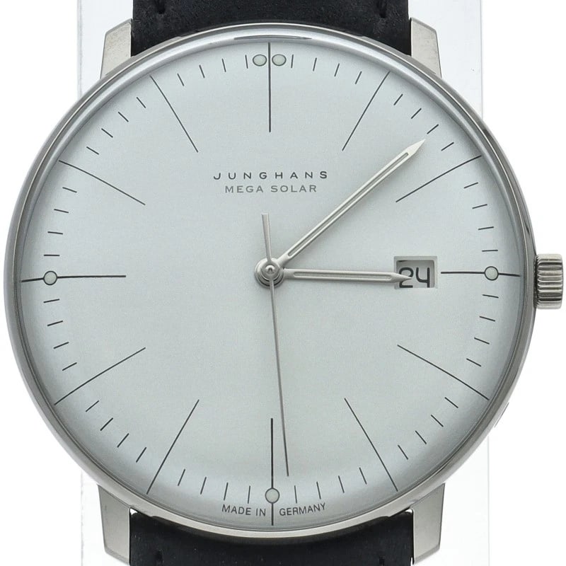JUNGHANS MAX BILL MEGA SOLAR POWERED WATCH LEATHER WATCH (1 of 2)