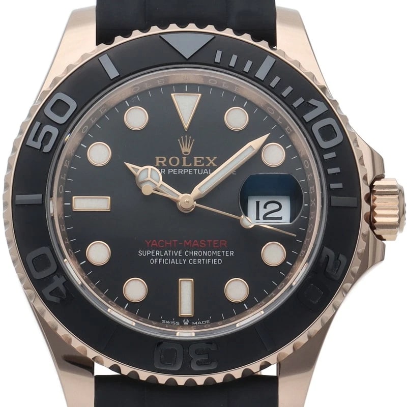 ROLEX YACHT-MASTER 40 WATCH K18PG/RUBBER BLACK WATCH: ROLEx Yacht-Master 40 Watch K18PG/rubber black Watch Brand: ROLEx Type/Style: Wristwatch Material: Band Material rubber, Case Material Pink gold Color: Dial Color black Size: Case Diameter(H):About 1.