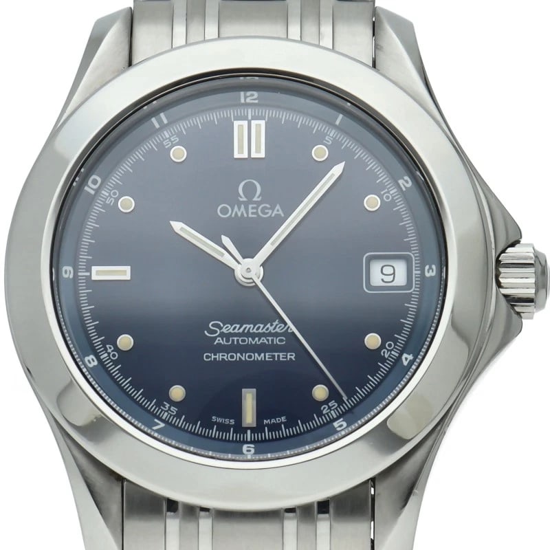 OMEGA AUTOMATIC STAINLESS STEEL BLUE WATCH: OMEGA Automatic Stainless Steel blue Watch Brand: OMEGA Type/Style: Wristwatch Material: Band Material Stainless steel, Case Material Stainless steel Color: Dial Color blue Size: Case Diameter(H):Abou
