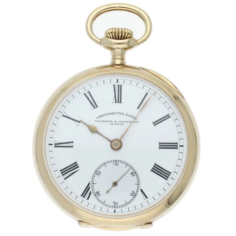 VACHERON CONSTANTIN CHRONOMETER ROYAL POCKET WATCH: VACHERON CONSTANTIN Chronometer Royal pocket Watch Brand: VACHERON CONSTANTIN Type/Style: Pocket watch Material: Band Material none, Case Material Yellow Gold Color: Dial Color white Size: Case Diamet
