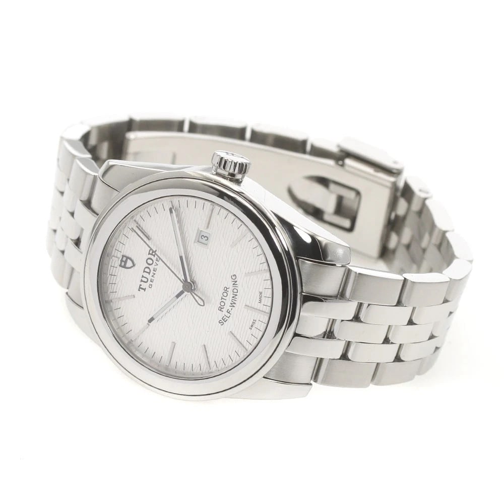 TUDOR GLAMOR DATE SILVER AUTOMATIC WATCH - 2