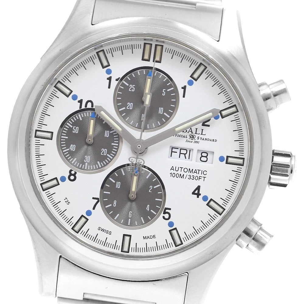 BALLWATCH STOKEMAN IONOSPHERE CHRONOGRAPH WATCH: BALLWATCH Stokeman Ionosphere Chronograph Watch Brand: BALLWATCH Type/Style: Wristwatch Material: Band Material Stainless Steel, Case Material Stainless Steel Color: Dial Color White / Silver Band