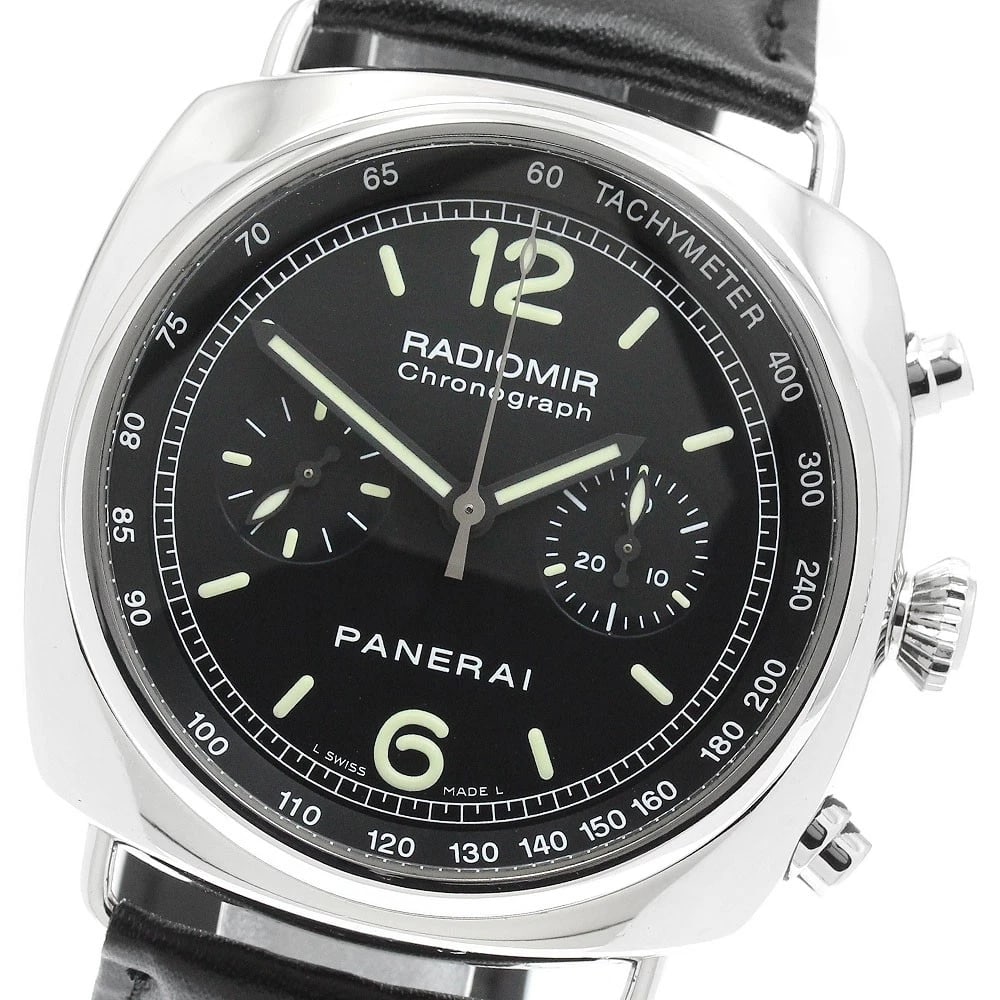 PANERAI RADIOMIR CHRONOGRAPH BLACK AUTOMATIC WATCH: PANERAI Radiomir Chronograph Black Automatic Watch Brand: PANERAI Type/Style: Wristwatch Material: Band Material leather, Case Material Stainless Steel Color: Case Color Silver Band Color black Dial