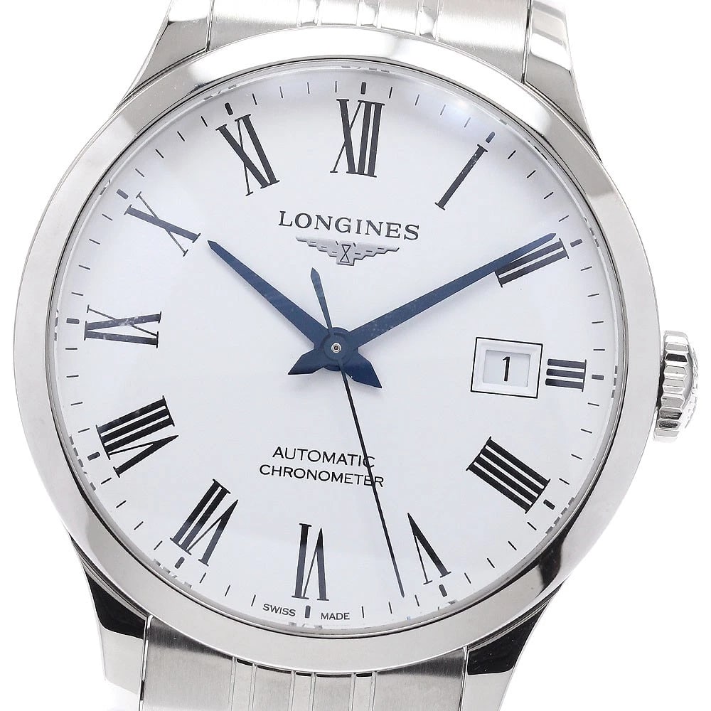 LONGINES DATE WHITE AUTOMATIC WATCH: LONGINES Date white Automatic Watch Brand: LONGINES Type/Style: Wristwatch Material: Band Material Stainless Steel, Case Material Stainless Steel Color: Dial Color white Band Color Silver Case Color