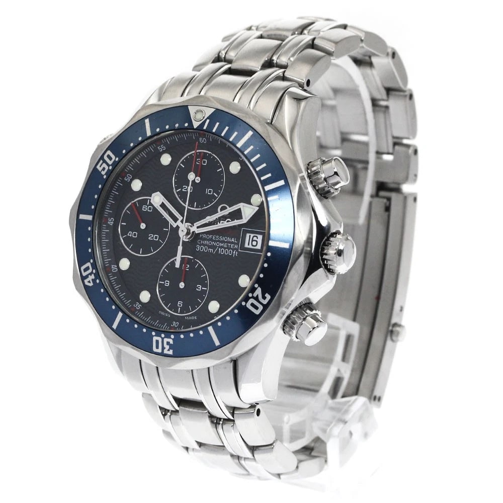 OMEGA SEAMASTER CHRONOGRAPH NAVY AUTOMATIC WATCH: OMEGA Seamaster Chronograph Navy Automatic Watch Brand: OMEGA Type/Style: Wristwatch Material: Band Material Stainless Steel, Case Material Stainless Steel Color: Dial Color Navy Band Color Silver