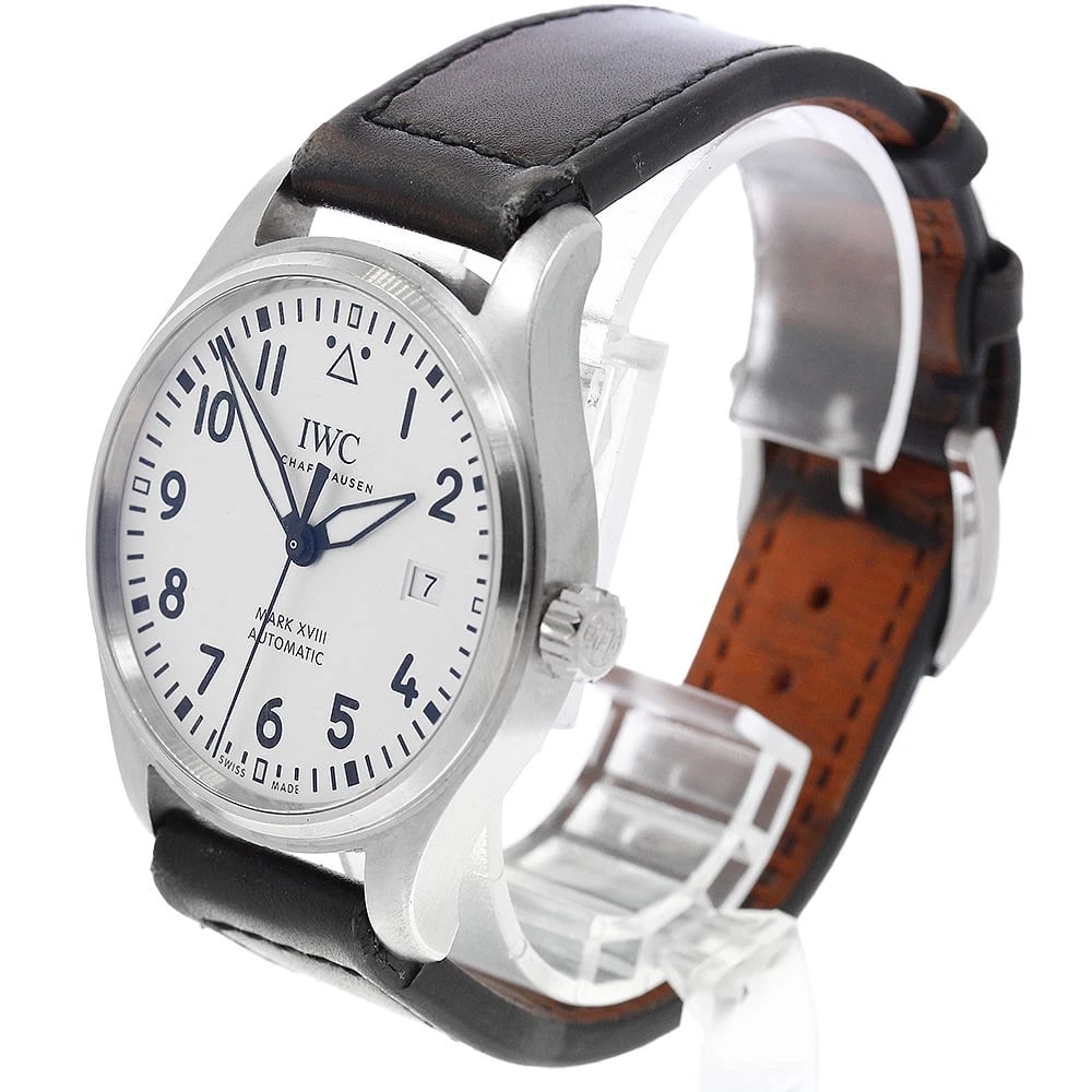 IWC SCHAFFHAUSEN PILOT WATCH AUTOMATIC WATCH: IWC SCHAFFHAUSEN Pilot watch Automatic Watch Brand: IWC SCHAFFHAUSEN Type/Style: Wristwatch Material: Band Material leather, Case Material Stainless Steel Color: Case Color Silver Band Color black