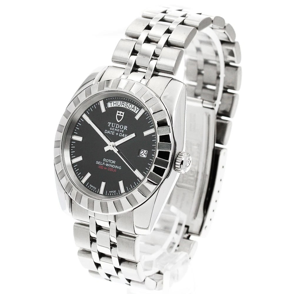 TUDOR CLASSIC DATE BLACK AUTOMATIC WATCH - 2