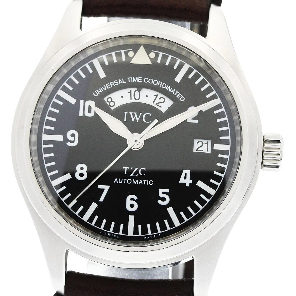 IWC SCHAFFHAUSEN DATE BLACK AUTOMATIC WATCH: IWC SCHAFFHAUSEN Date black Automatic Watch Brand: IWC SCHAFFHAUSEN Type/Style: Wristwatch Material: Band Material leather, Case Material Stainless Steel Color: Dial Color black Band Color Brown Case