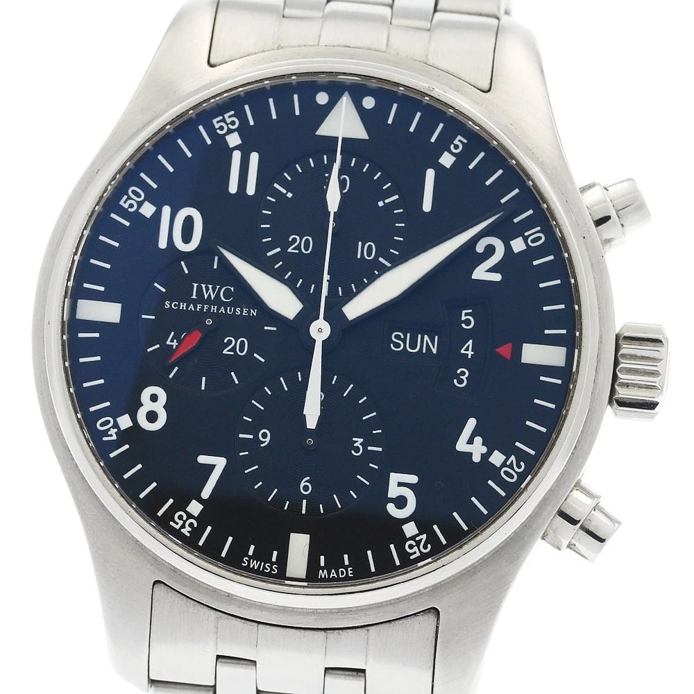 IWC SCHAFFHAUSEN PILOT CHRONOGRAPH AUTOMATIC WATCH: IWC SCHAFFHAUSEN Pilot Chronograph Automatic Watch Brand: IWC SCHAFFHAUSEN Type/Style: Wristwatch Material: Band Material Stainless Steel, Case Material Stainless Steel Color: Dial Color black Band Co