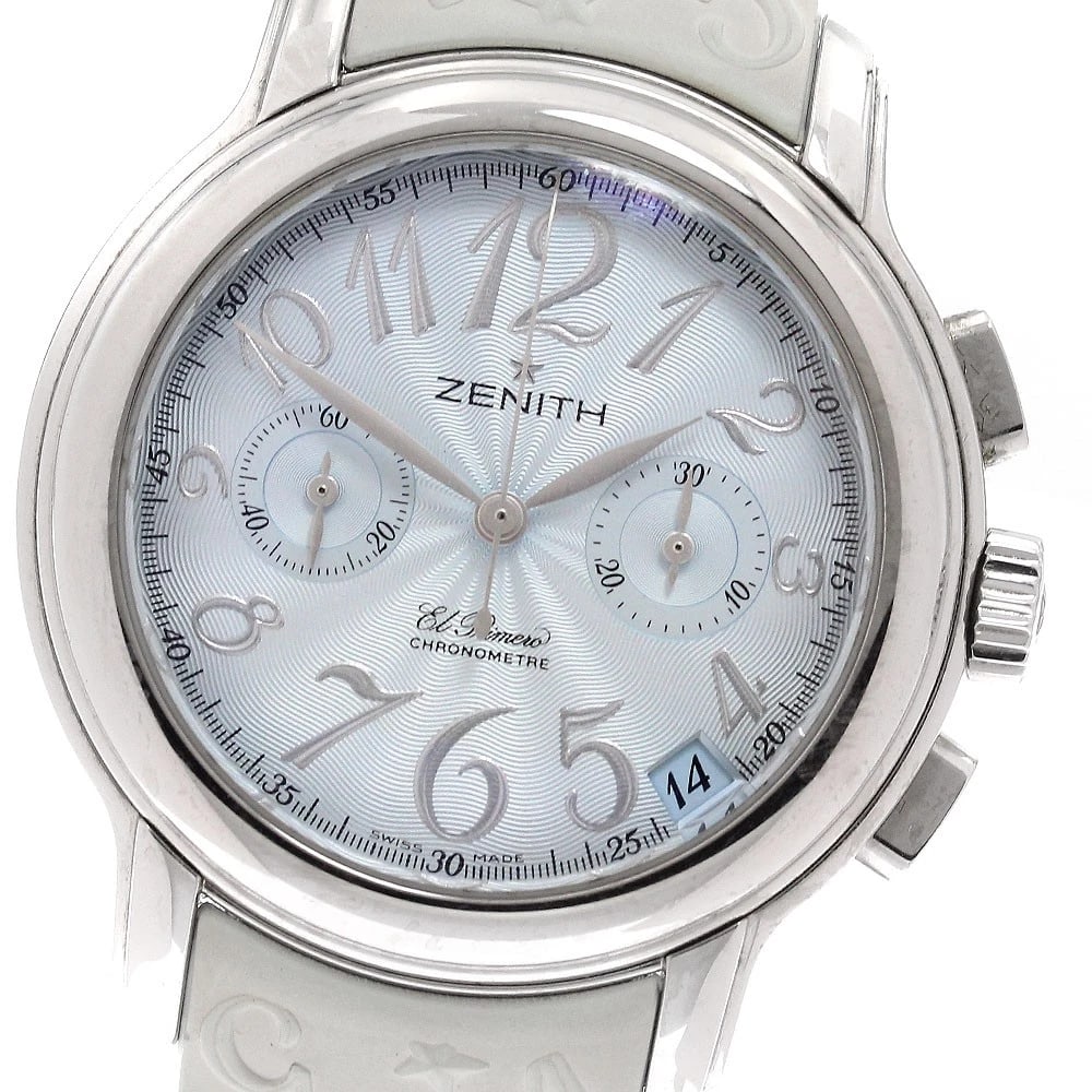 ZENITH CHRONOMASTER AUTOMATIC WATCH: ZENITH Chronomaster Automatic Watch Brand: ZENITH Type/Style: Wristwatch Material: Band Material rubber, Case Material Stainless Steel Color: Dial Color blue Case Color Silver Band Color gray Size: