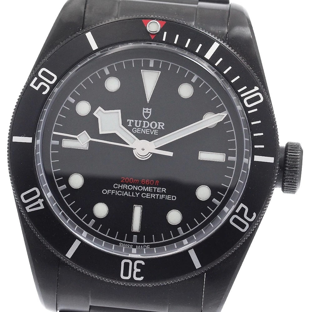 TUDOR HERITAGE BLACK AUTOMATIC WATCH: TUDOR Heritage Black Automatic Watch Brand: TUDOR Type/Style: Wristwatch Material: Band Material Stainless Steel, Case Material Stainless Steel Color: Dial Color black Band Color black Case Color