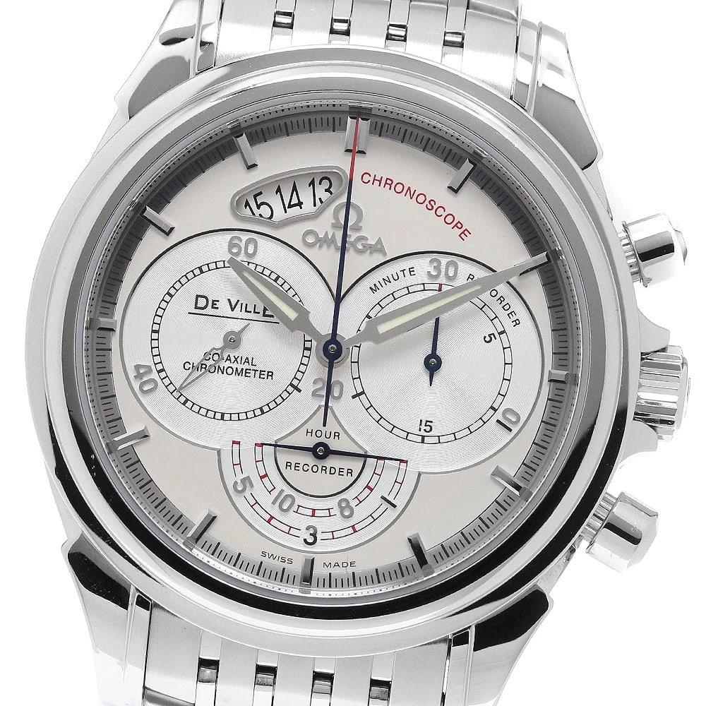 OMEGA DE VILLE CHRONOSCOPE COAXIAL SILVER AUTOMATIC WATCH: OMEGA De Ville Chronoscope Coaxial Silver Automatic Watch Brand: OMEGA Type/Style: Wristwatch Material: Band Material Stainless Steel, Case Material Stainless Steel Color: Band Color Silver Dial
