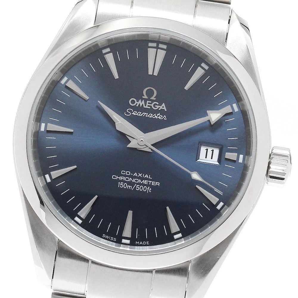 OMEGA SEAMASTER AQUA TERRA DATE NAVY AUTOMATIC WATCH: OMEGA Seamaster Aqua Terra Date Navy Automatic Watch Brand: OMEGA Type/Style: Wristwatch Material: Band Material Stainless Steel, Case Material Stainless Steel Color: Case Color Silver Band Color Silv